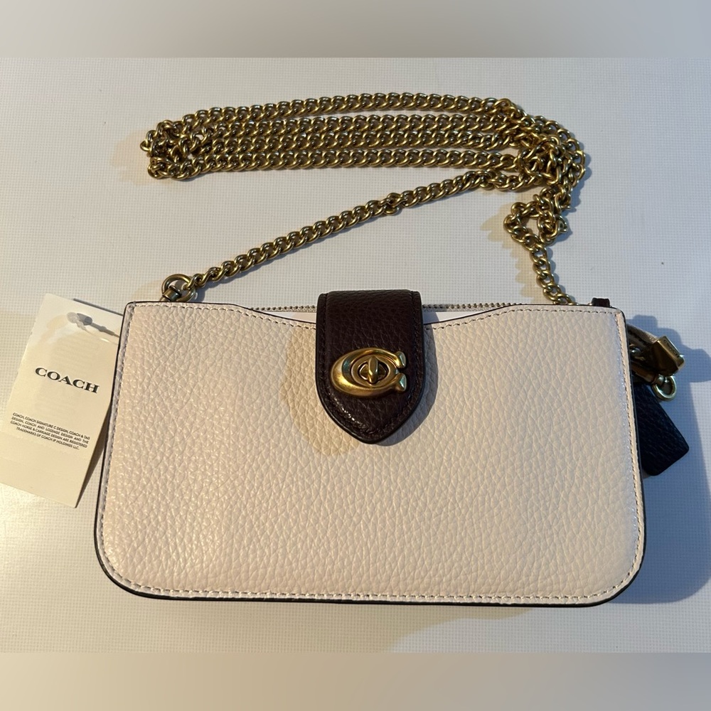 Coach Colorblock Leather Crossbody with Gold Chain